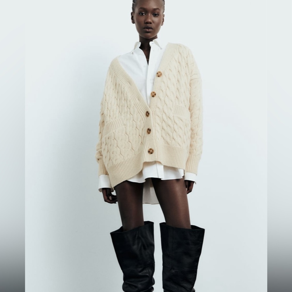 Wool blend crema cardigan XS